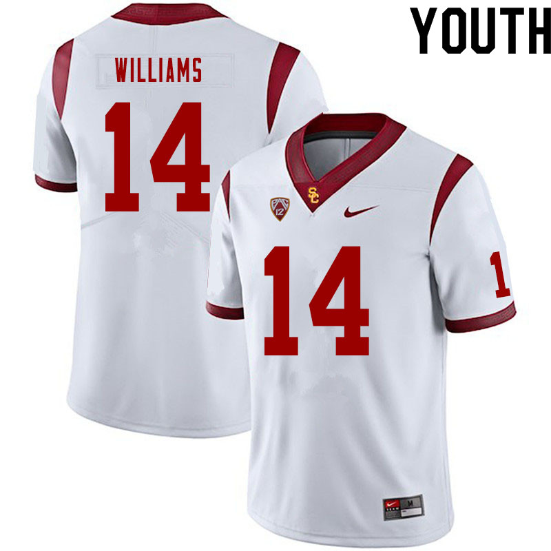 Youth #14 Jayden Williams USC Trojans College Football Jerseys Sale-White